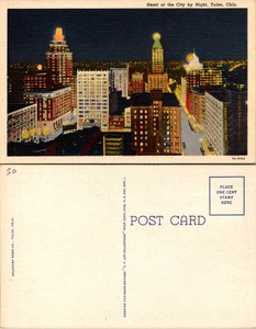 Vintage Tulsa Oklahoma Nacht Stadtbild Postkarte - Bild 1 von 1