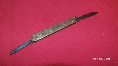 Gold Miller Miller Bros 2 Blade Watch Chain Gentleman's Knife 2.65"  Weight 15 g - Image 1 of 4