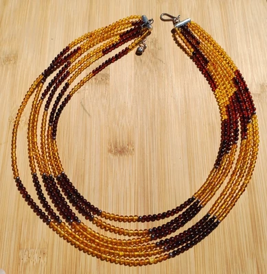 Collar ámbar de 6 hebras Jay King DTR mina encuentra plata de ley 925 Foto 1 de 4