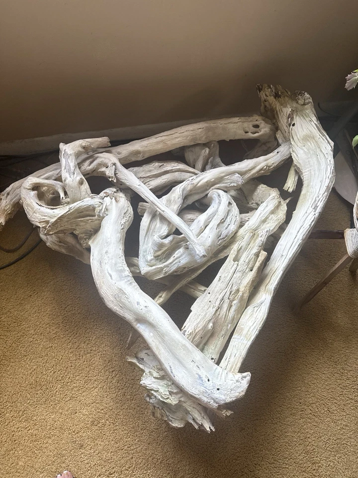 Art Driftwood Sofa Coffee Table - Hand Made glass kidney shaped designer  - Image 1 of 2