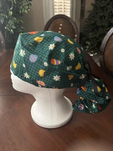 Green Easter Eggs Theme Ponytail Scrub Hat - Picture 1 of 1