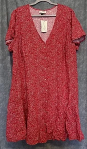NEW size 2X  Universal Thread mini dress red white button front linen blend - Picture 1 of 6