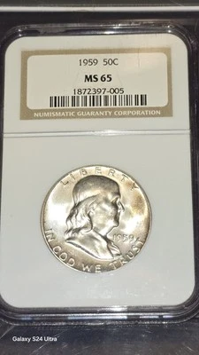 1959 Franklin Half Dollar NG  MS65 - Image 1 of 4