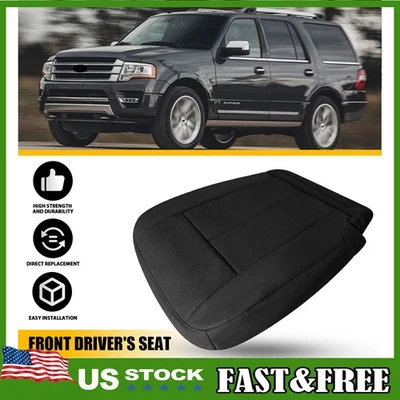 2015-2017 Fits Ford Expedition Platinum Leather Driver Bottom Seat Cover Black - Image 1 of 4