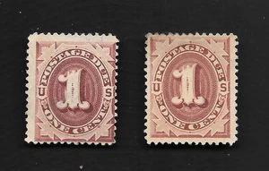 2 Variationen US Scott J15 braun Ausgabe 1 Cent portofreie Briefmarken postfrisch ohne Gummi - Bild 1 von 2
