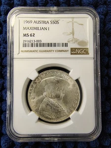 1969 Australia (.900) Silver 50 Schilling Coin - NGC MS 62 - Picture 1 of 16