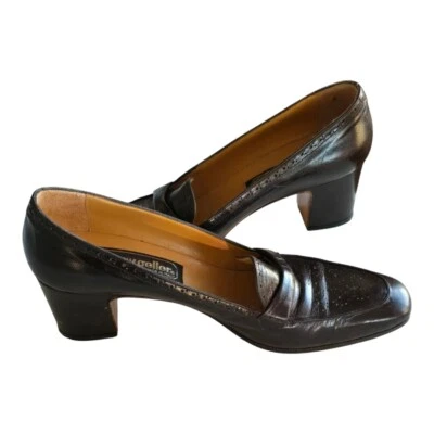 VTG  Andrew Geller Pumps Women 7/6.5 Brown Leather Italy Small Check Description - Image 1 of 4