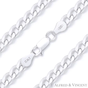 4.5mm Cuban / Curb Link Italian Chain Anklet in Solid .925 Italy Sterling Silver - Picture 1 of 2