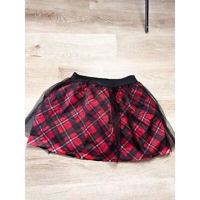 Disney Minnie Mouse Plaid Tulle Skirt Girls Red Black XL - Image 1 of 4