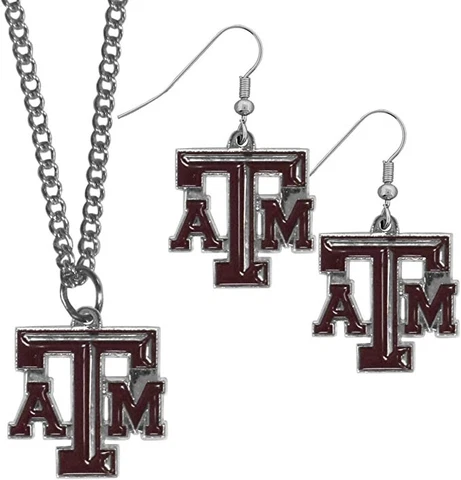 Texas A&M Aggies Dangle Earrings & Necklace Set Cover