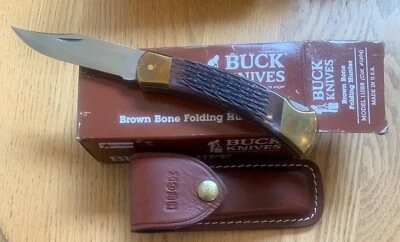 FACA VINTAGE BUCK BROWN BONE 110 NUNCA USADA NA CAIXA N14 - Imagem 1 de 4