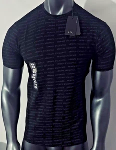 New Armani Exchange Men's Regular Fit Allover Logo Short Sleeve Shirt - Picture 1 of 5