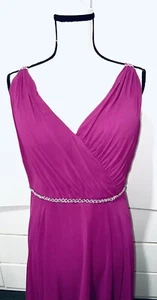 $669 MORI LEE 21588 BRIDESMAID PROM CHIFFON MAXI FORMAL GOWN MULBERRY JEWELED 16 - Picture 1 of 24