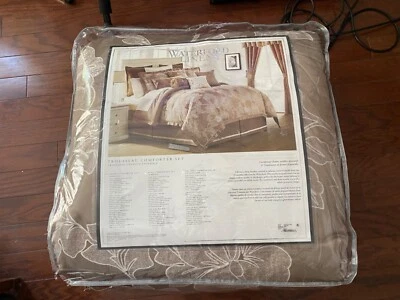 NUEVO JUEGO DE EDREDÓN WATERFORD LINO REINA TROUSSEAU COUETT ALMOHADA MOCA REVERSIBLE Foto 1 de 4