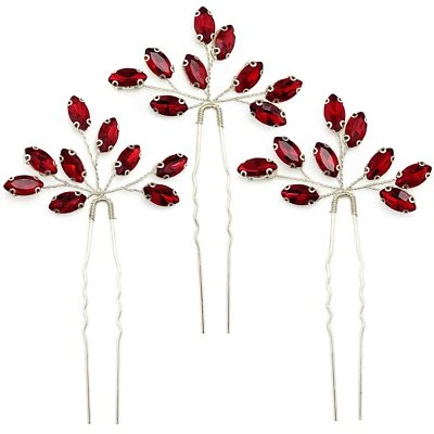 Crystal Bridal Hair Pins 3 Pieces Rhinestone Flower Headpieces Wedding Hair A... - Image 1 of 4