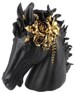 Extra Large Black And Gold Horse Head Statue - Picture 1 of 20