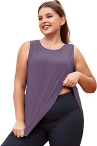LALAGEN 2024 Plus Size Workout Tank Tops for Women Loose Fit 5X-Large, Purple - Picture 1 of 6