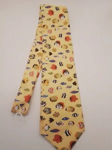 MEN'S ZIANETTI I00% ITALIAN SILK YELLOW TROPICAL FISH NECK TIE. NEW! - Picture 1 of 4