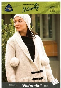Naturally Hand Knit Yarns KNITTING PATTERN N1032 Jacket & Hat 14Ply Women 32-44" - Picture 1 of 2