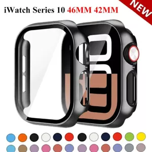 Glass+PC Case For Apple Watch 10 46MM 42MM Accessories HD Tempered Screen Protec - Picture 1 of 59