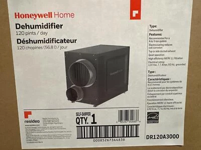 Honeywell Resideo Whole House Home Dehumidifier - 120 Pints/Day - DR120A3000