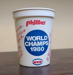 Philadelphia Phillies 1980 Campeones del Mundo MAB Copa de plástico recuerdo vintage - Imagen 1 de 10