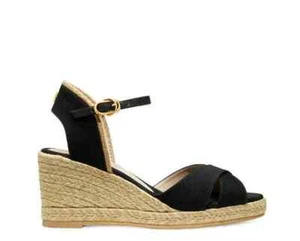 Stuart Weitzman Women's Mirela Espadrille Wedge Black Canvas Size 6 C (Wide) - Picture 1 of 6