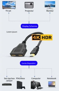 Cavo switch HDMI 1080p 2 porte 4K HD tv presa multipla sdoppiatore adattatore - Foto 1 di 5