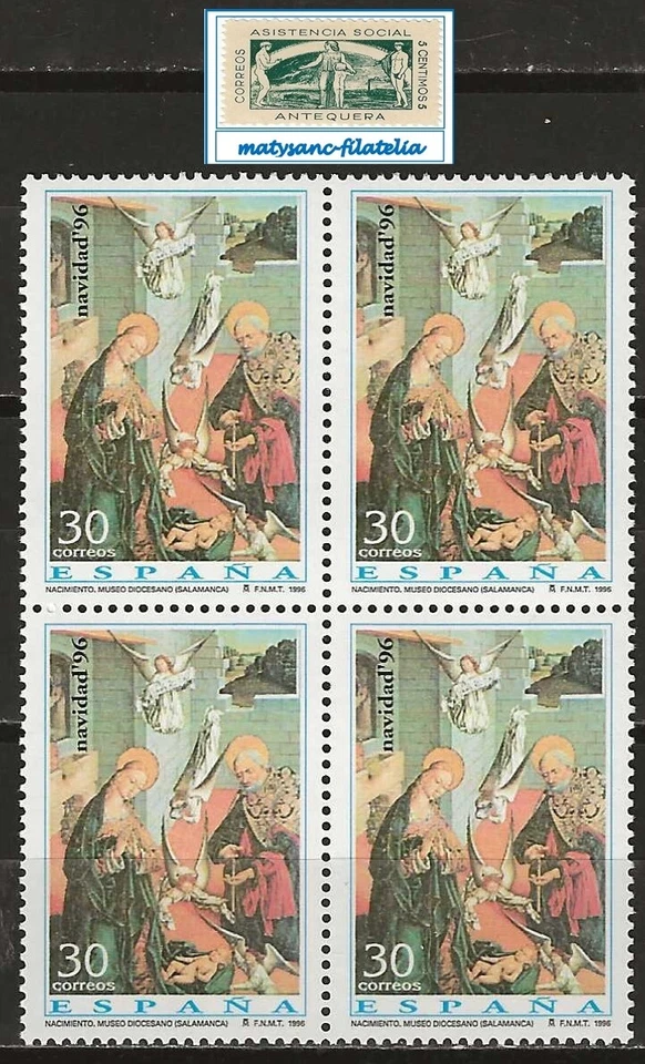 ESPAÑA 1996. EDIFIL 3458. SERIE COMPLETA EN BLOQUE DE 4 ”NAVIDAD”. MNH*** - Imagen 1 de 1