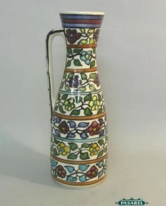 Armenian Hand Painted Handled Ceramic Vase Jerusalem 50 - Picture 1 of 4