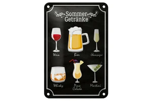 Blechschild Spruch 12x18 cm Sommer Getränke Wein Bier Deko Schild - Bild 1 von 5