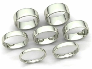 Comfort Fit Euro Dome Wedding Band Ring Mens Womens 2mm-8mm Solid 14k White Gold - Picture 1 of 29