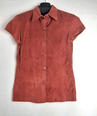 JOHN CARLISLE Suede Leather Shirt Jacket Women S Brown Vintage 1990s Retro NEW - Изображение 1 из 4