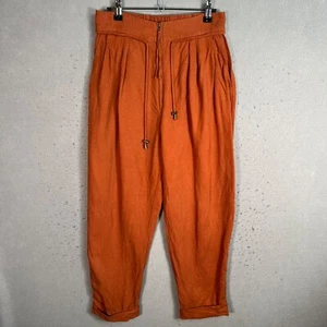 Apiece Apart rostorange spitz zulaufende Hose Größe 4 Leinenmischung Plissee Kordelzug - Bild 1 von 11