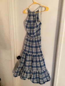 Damen "Polo Ralph Loren" blau/weiß kariertes ärmelloses Midi Sommerkleid. Größe 6 - Bild 1 von 2