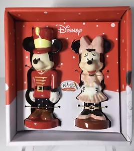 Salt & Pepper Shaker Set Christmas Disney Mickey & Minnie Mouse Nutcracker New - Picture 1 of 6
