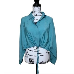Top donna Young Fabulous and Broke blu acqua manica lunga crop top taglia M discoteca - Foto 1 di 9