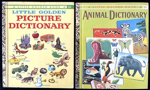 PICTURE & ANIMAL DICTIONARY ~  vintage 1st "A" ed. Little Golden Book set, G+ - Imagen 1 de 8