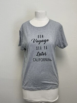 Roxy Bon Voyage Sea Ya Later California Grey Short Sleeve Crewneck Graphic Tee M - Image 1 of 4