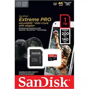 SanDisk 1TB Extreme Pro Micro SD SDXC Class 10 Memory Card 200MB/s Mobile - Picture 1 of 3