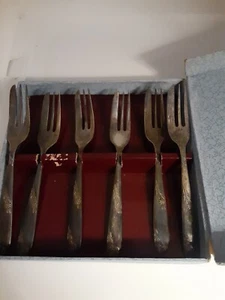 Forchette da dessert vintage angora piatto argento Xepns 6 - Foto 1 di 5