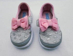 Sketchers memory foam grey pink bow toddler girl shoes size 5 - Picture 1 of 10