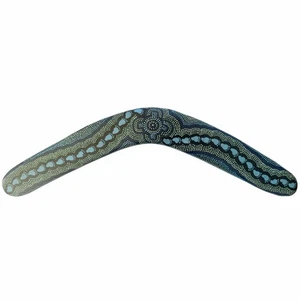 22" / 55cm BOOMERANG - HARDWOOD - ON WALKABOUT BLUE -ABORIGINAL, AUSTRALIA, GIFT - Imagen 1 de 2