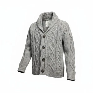 Cárdigan suéter Zara Knitwear The Good Things gris tejido con cable talla 6 - Imagen 1 de 11