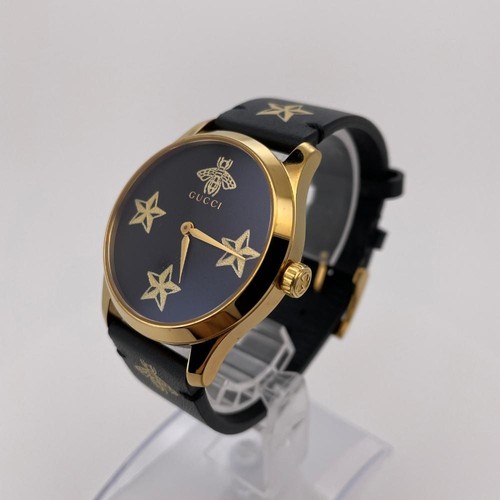 Orologio Gucci Timeless Bee quadrante oro nero 1 57" raro polso 5 9 7 5"