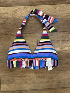 Anne Cole Easy Breezy Stripe Halter Bikini Top Large NEW - Picture 1 of 3