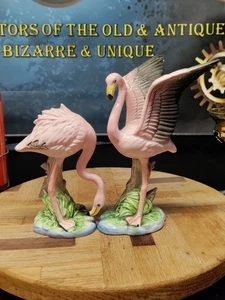 Vintage Norcrest Porcelain Pink Flamingos Pair As Shown Read Description - Picture 1 of 12
