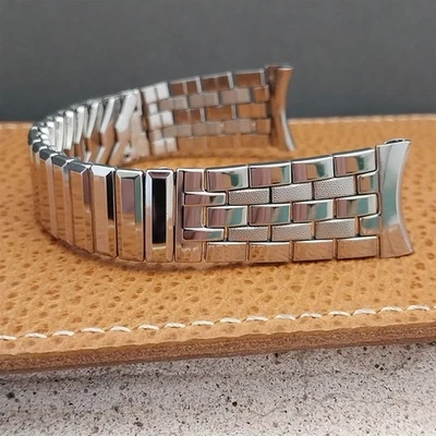 Correa de reloj vintage de 19 mm 18 mm mm de acero inoxidable Gemex ladrillo años 60 sin usar Foto 1 de 4