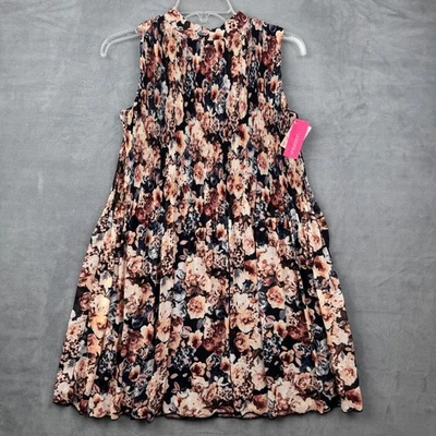 Xhilaration Floral Pleated Mock Neck Sleeveless Dress Size S - Image 1 of 4