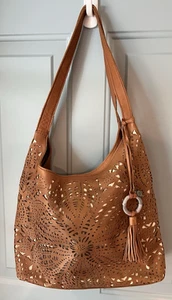 THE SAK Huntley Brown Perforated Leather Women's Large Hobo Shoulder Bag - Picture 1 of 13